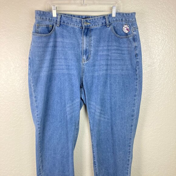 Shein Hello Kitty Logo Women's Blue Jeans Sz 3XL - Picture 1 of 13